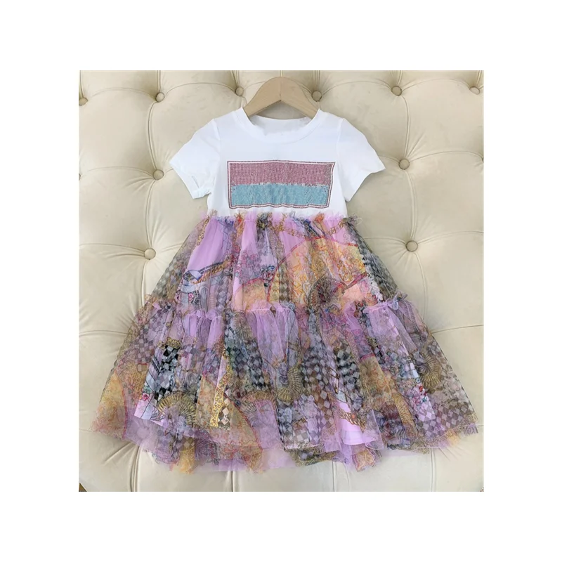 

High-end children's clothing girls short-sleeved dress 2021 summer new children's western style big boy Lolita little girl