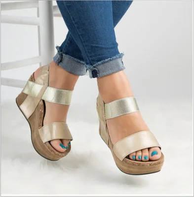 

Plus sizes Gladiator Sandals Platform Women Wedges Shoes Female Summer Open Toe High Heel Thick-sole Casual Sandals