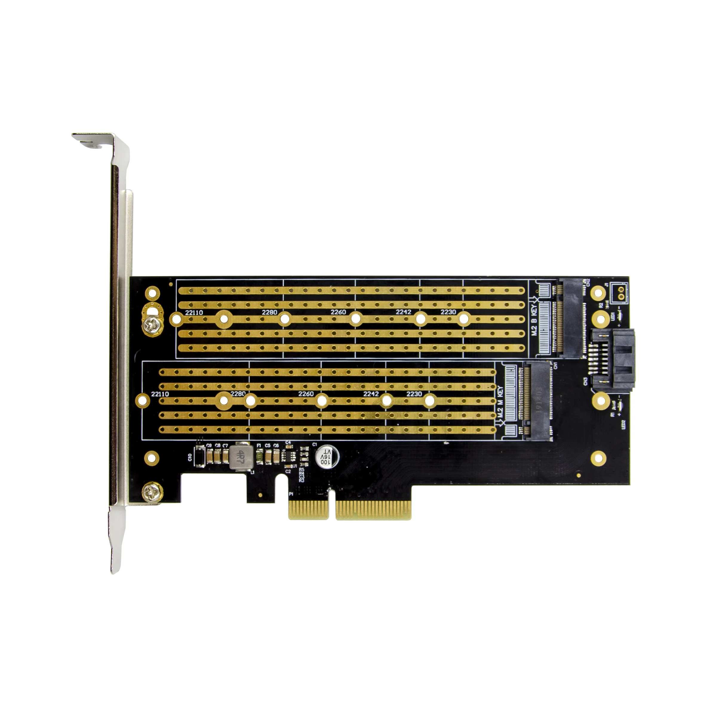 

PCIE X4 to M.2 Adapter M2 SSD NVME M Key SATA-based B Key to PCI-e 3.0 4x Controller Converter Card, Black