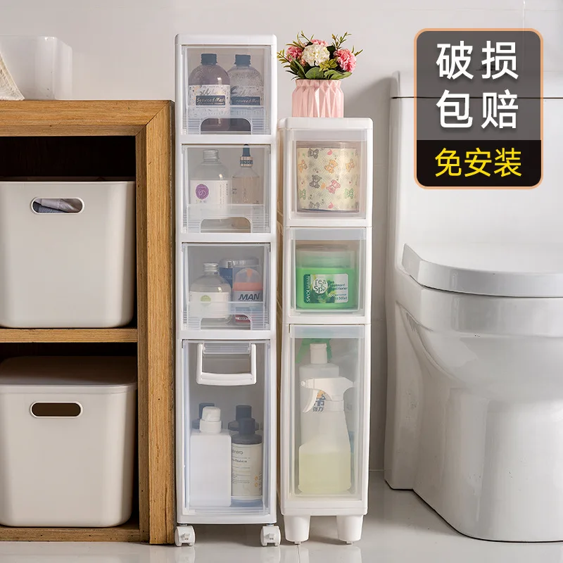 

Bathroom Side Cabinet Shelf Crevice Storage kitchen storage rack with roller