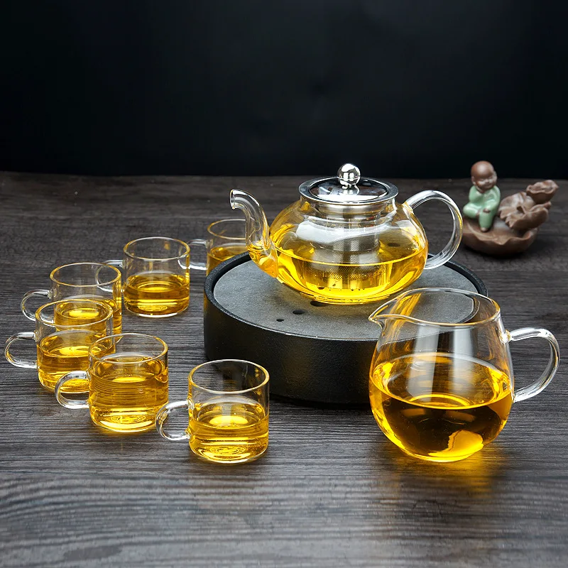 

China custom glass flower teapot with stainless steel infuser, Transparent
