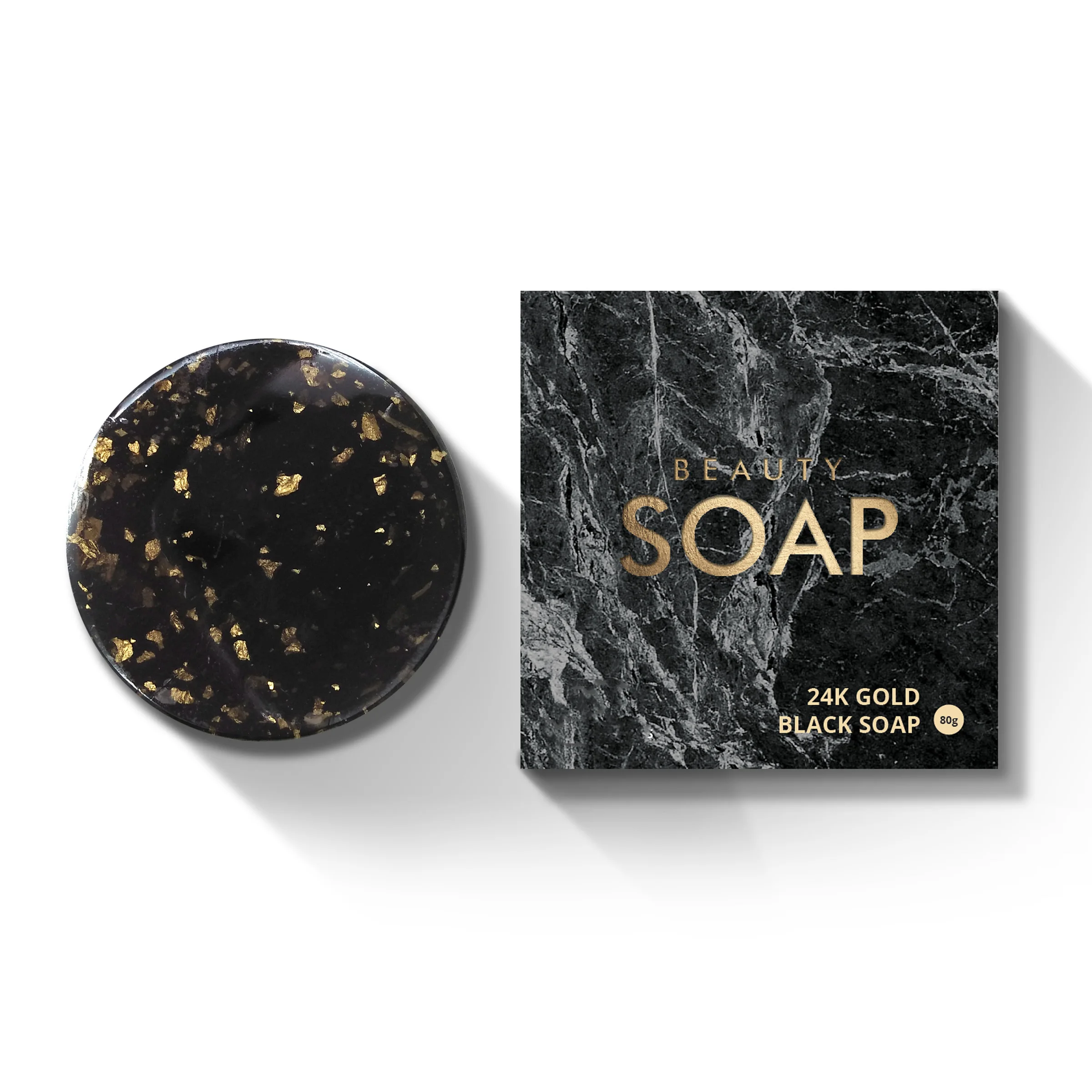 

24K Gold Black Soap Gold Leaf Bath Cleansing Handmade Soap Menthol Hydrating Cleansing Soap