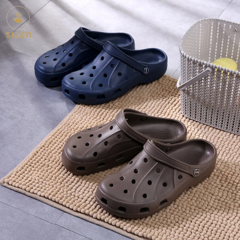 

Hot sale OEM Factory 2021 new arrival designs summer men's sandals slipper 44 plus size Flat clogs sandals for men, Blue brown