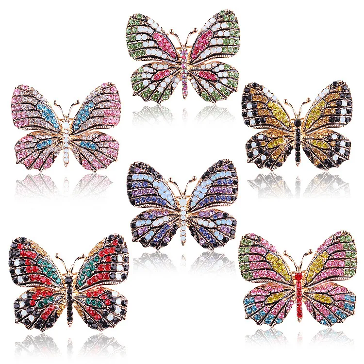 

Fashion Multicolor Rhinestone Insect Butterfly Brooches in Bulk Colorful Crystal Butterfly Brooch Pin, 18k gold