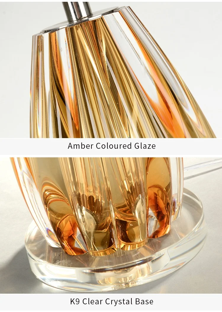 Handmade Amber Color Crystal Glass Table Lamps for Living Room Bedside
