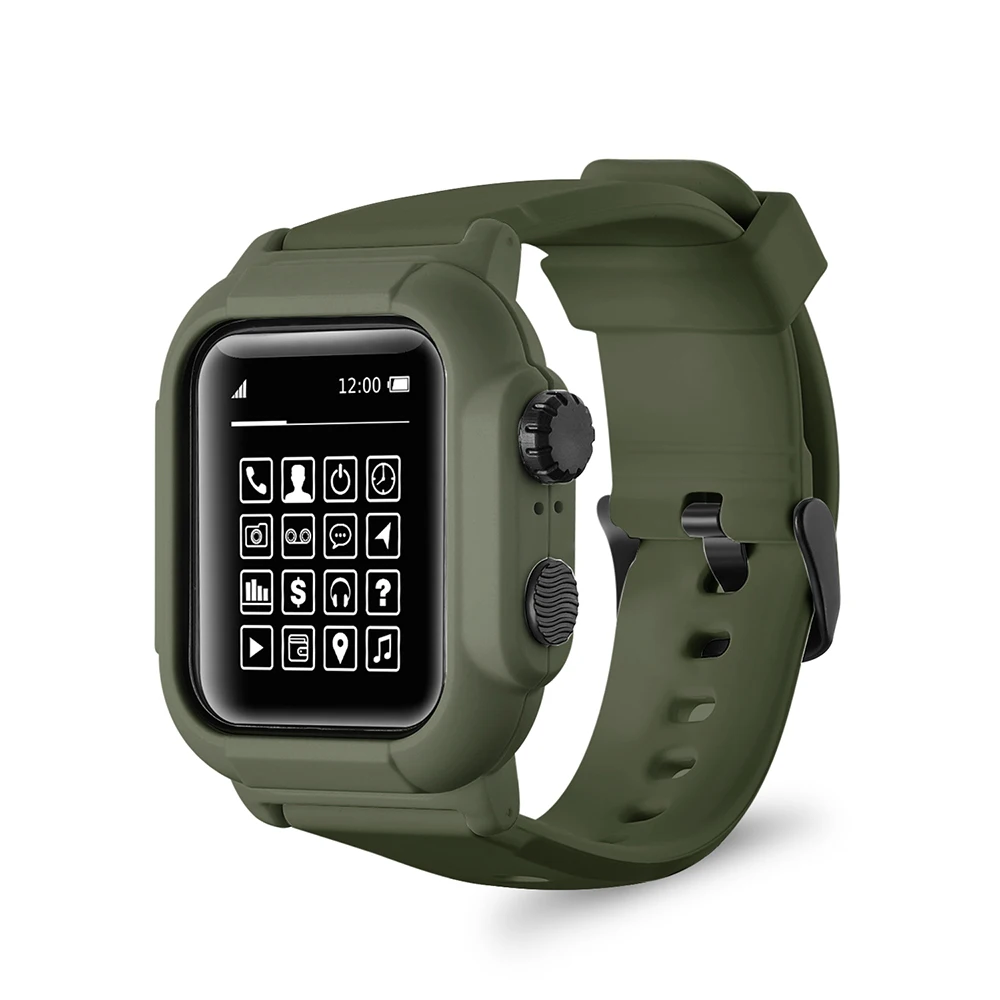 

Waterproof Tactical Rugged Band & Case For Apple Watch Series 3 4 5 6 40mm/42mm/44mm, As photo shown