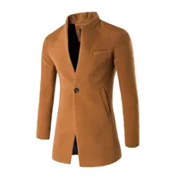 

Free Shipping Long Fit Trench Coat Overcoat Woolen Coats Men's Jackets