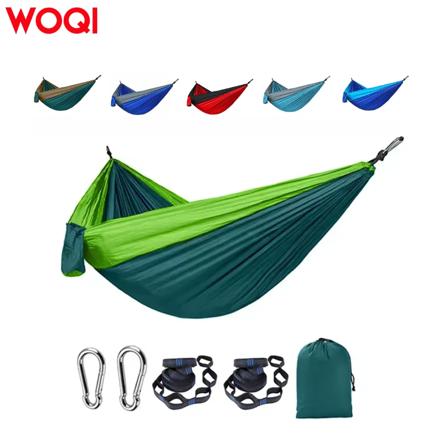 WOQI Portable Parachute Nylon Camping Swing Hammock for Outdoor Hiking