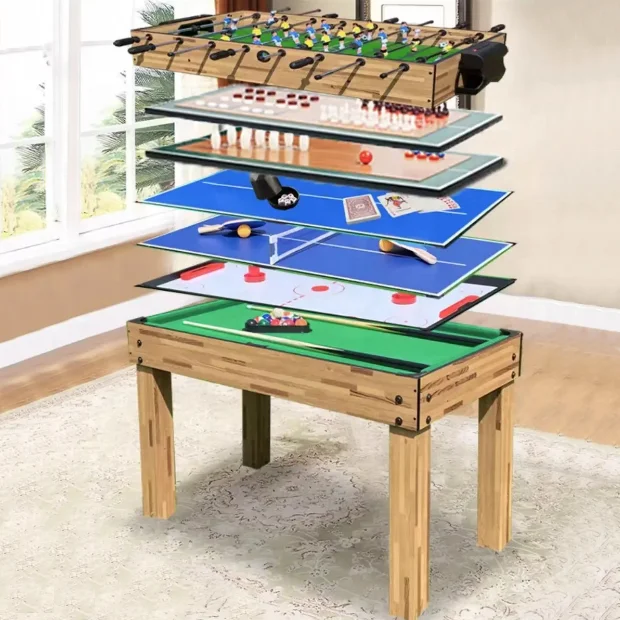 Factory Sale Hot Seller Multi Game Billiard Table 10-in-1  with Pool Push HockeySoccer  Tennis and More Total 10 Games