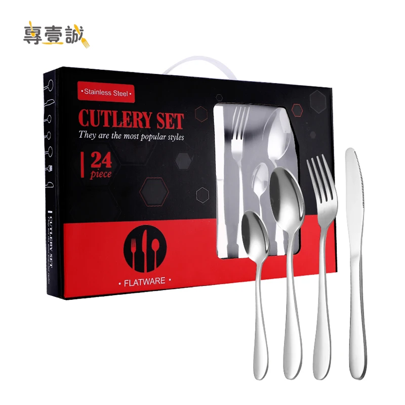 

Dishwasher Safe Fork Spoon Knife Set PVD Coating Stainless Steel Cutlery Flatware Set 24 pcs, Silver,gold,rose gold,colorful,black
