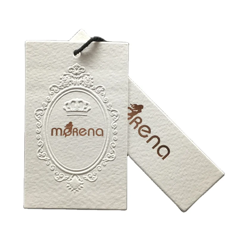 

Custom Brand Name Logo White Cardboard Folded Hang Tag Hangtag for Tie, Cmyk