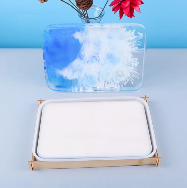 

Amazon Hot Sale New Style Large Rectangle Plate Handmade Transparent Silicone Mold DIY Resin Epoxy Silicone Rolling Tray mold