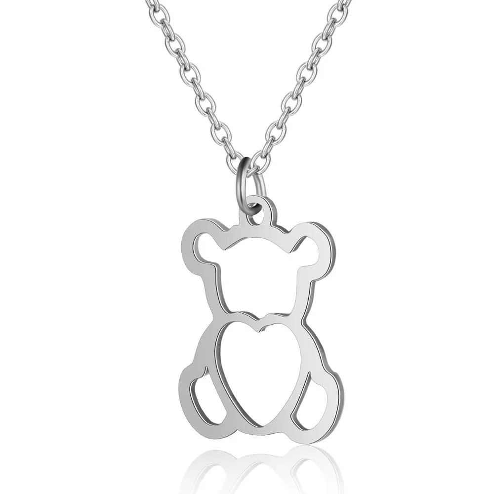 

Pandahall 201 Stainless Steel Cable Chains Bear Pendant Necklaces, Stainless steel color