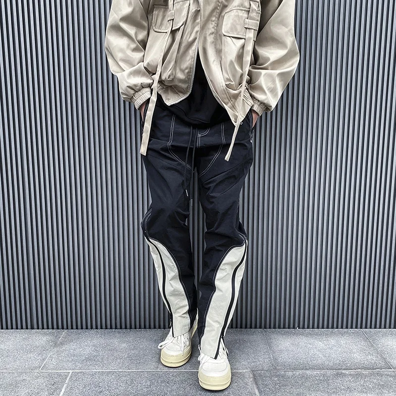 

Custom label trousers for men drop ship men teen boys street wear stock nylon zipper pants