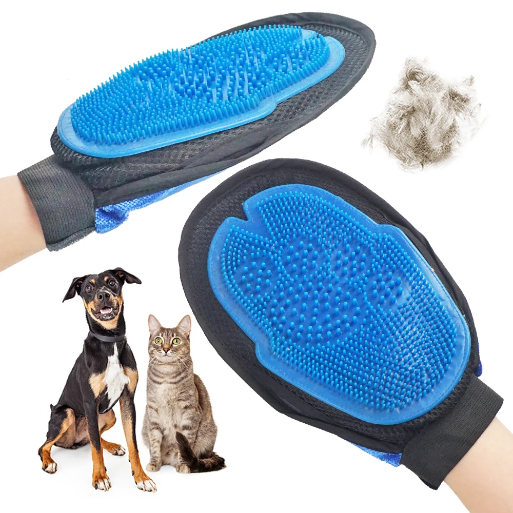 

Hot sales Reusable Pet Hair Remover Mitt Efficient Gentle Massage Deshedding Pet Grooming Glove