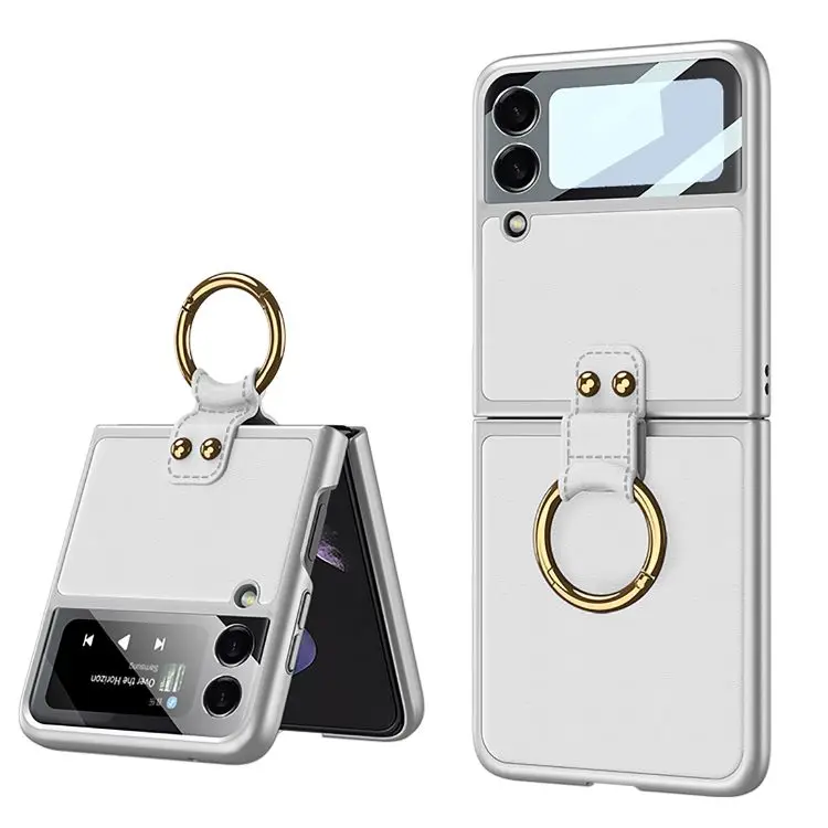 

For Samsung Galaxy Z Flip 3 Case PU Back Cover for z flip 3 case with finger ring