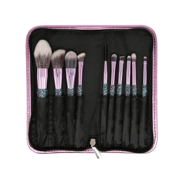 

micro crystal fiber makeup brushes makeup brushes with custom logo private label nylon makeup brushes, Green color