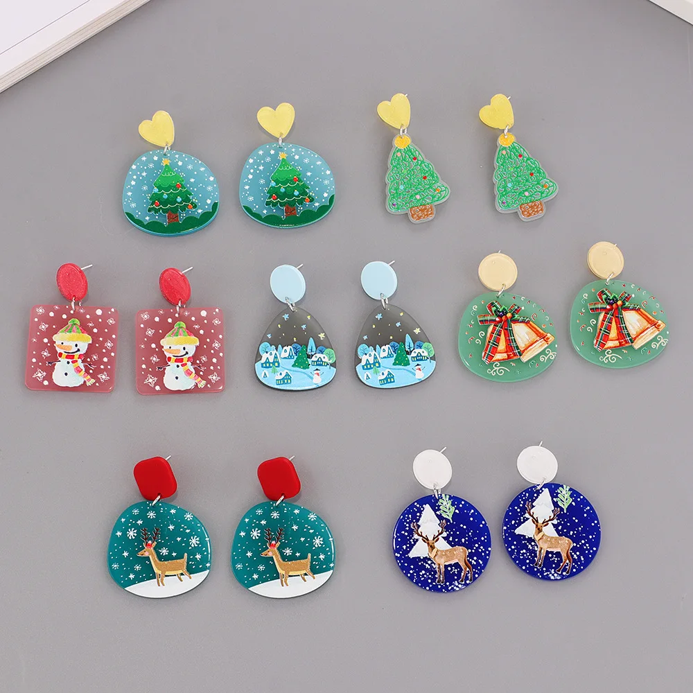 

Jachon Wholesale Christmas Jewelry Acrylic Earrings polynesian earrings Candy Colors Pendant Dangle Earrings