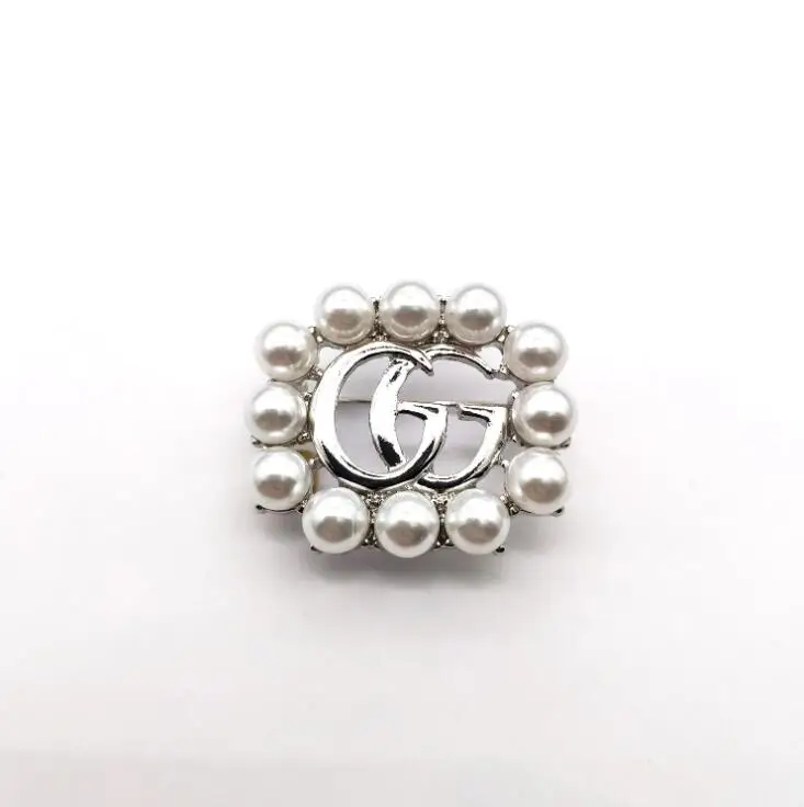 
Fashion charm diamond rhinestone crystal Pearl Hollow letter Word g brooch pin Corsage brooches Wedding Women Jewelry Accessory 