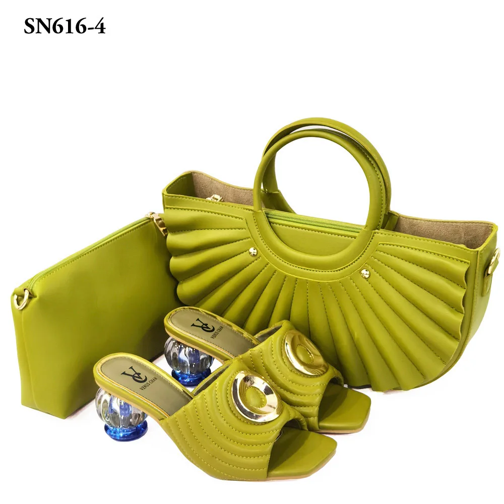 

2019 New Designs Italian Shoe and Bag Set in African Women shoes Matching bag Set Ladies high heels hot sale