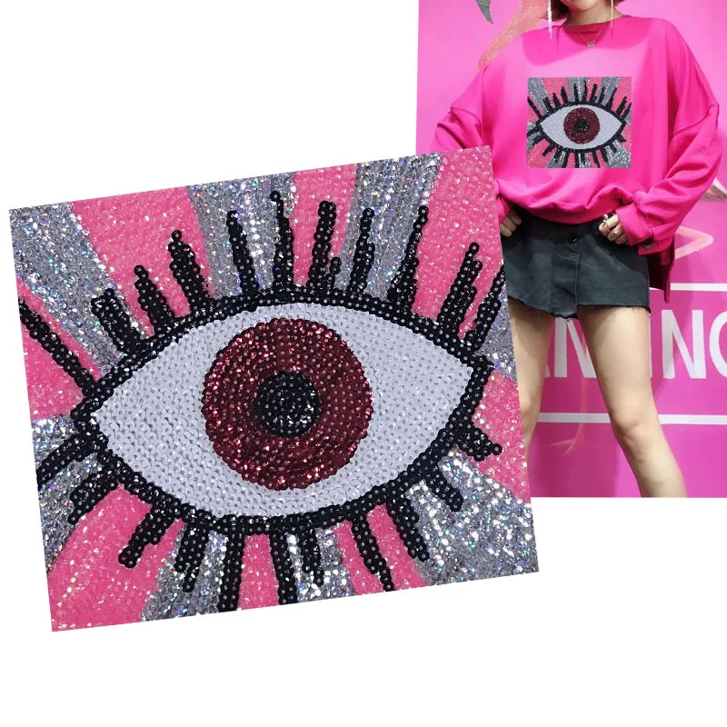 

Square eyes Sequin cloth paste cartoon beads large patch clothing DIY clothing accessories