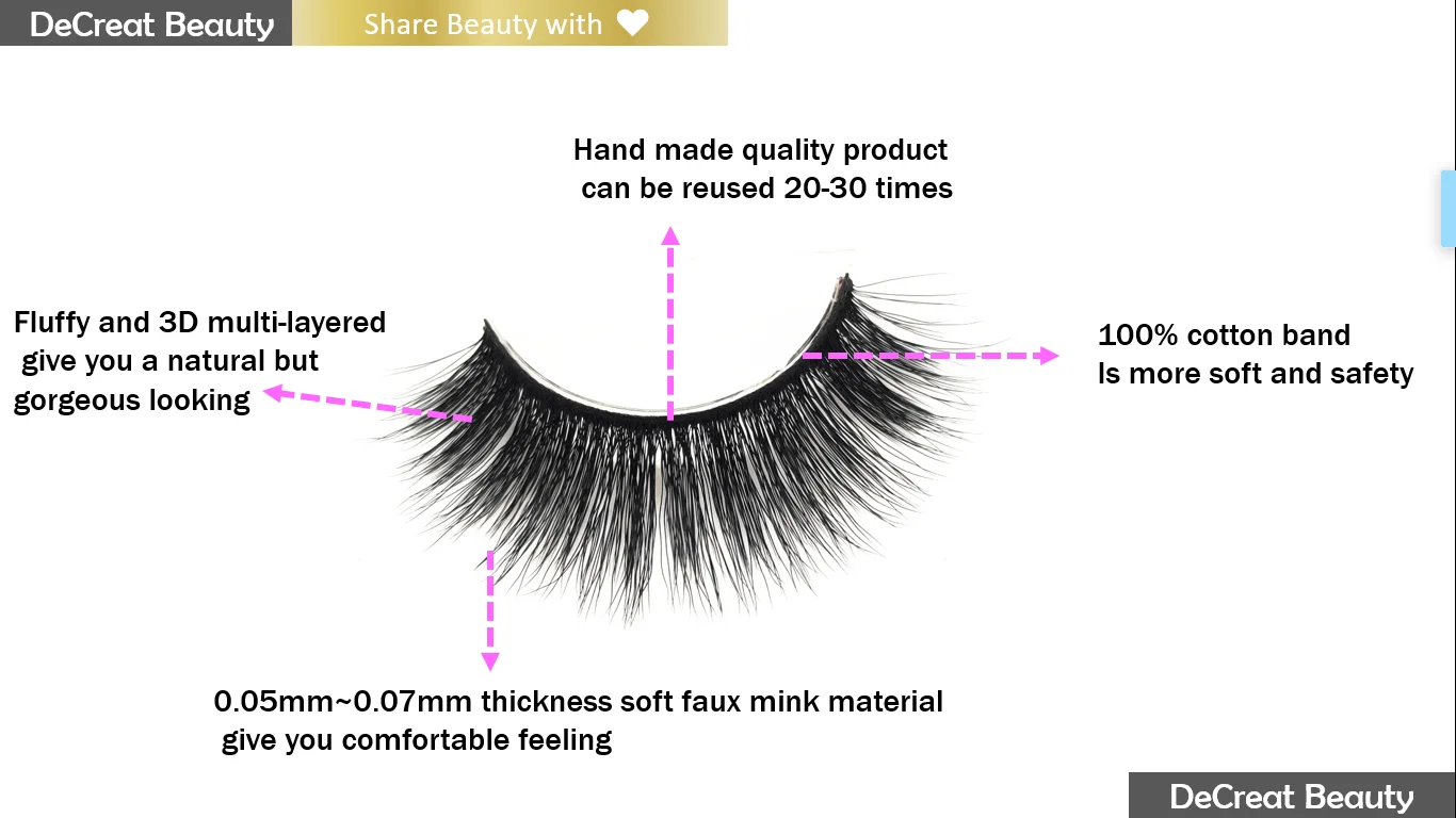 Natural D Curl Russian Strip Eyelash Faux Mink Lashes Russian Lash