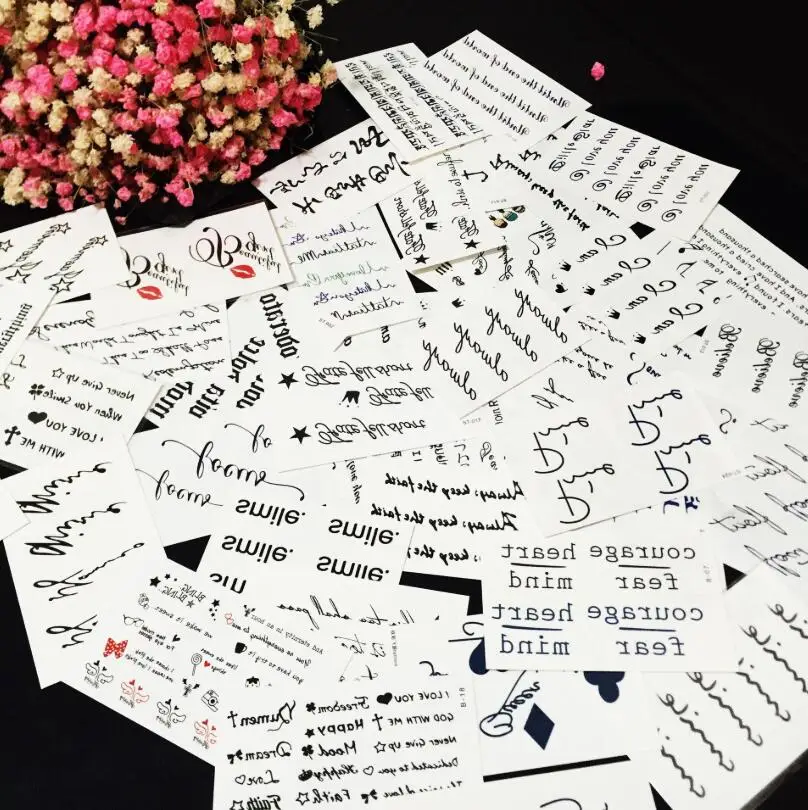 

ZY0435C Custom stickers tattoo wholesale English letters Cute tattoo stickers, Can custom