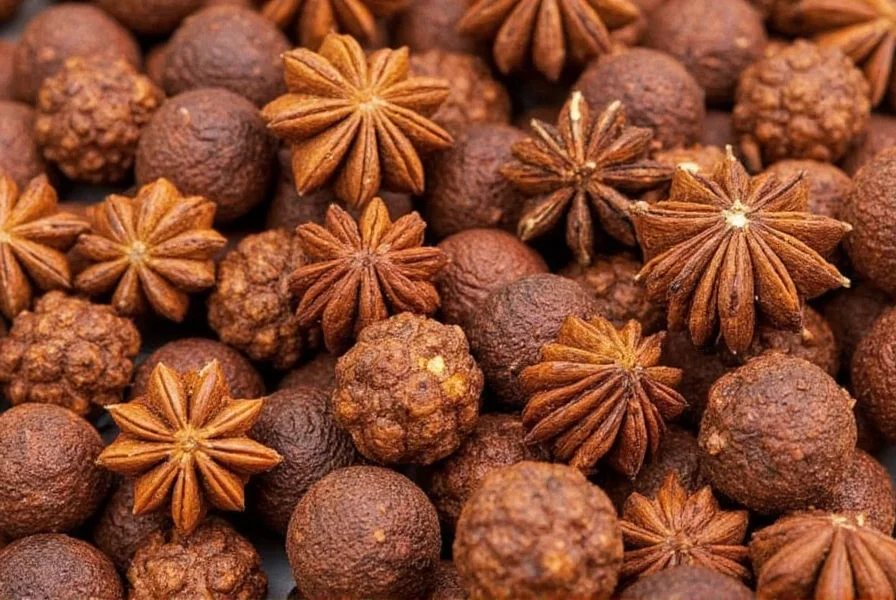 Close-up of whole allspice berries next to ground allspice in small bowls showing texture difference