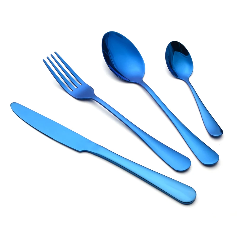 

24pcs Stainless Silverware Dishwasher Safe Durable PVD Blue Cutlery Set for Party