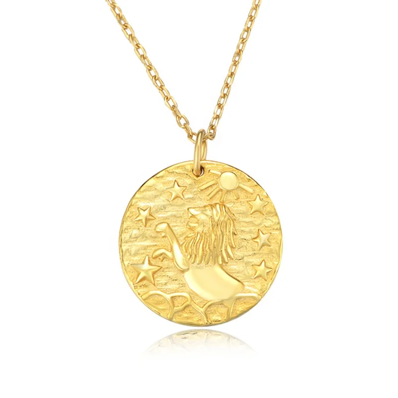 

Wholesales 925 Sterling Silver Lion King Coin Jewelry 14K Micron Gold Plated Jewelry, Yellow gold