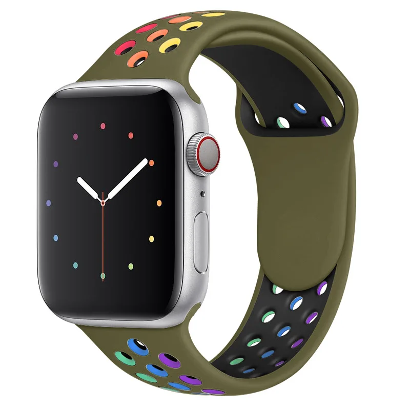 

Silicone Rainbow Smart Watch Band Strap for Apple Watch, Send randomly