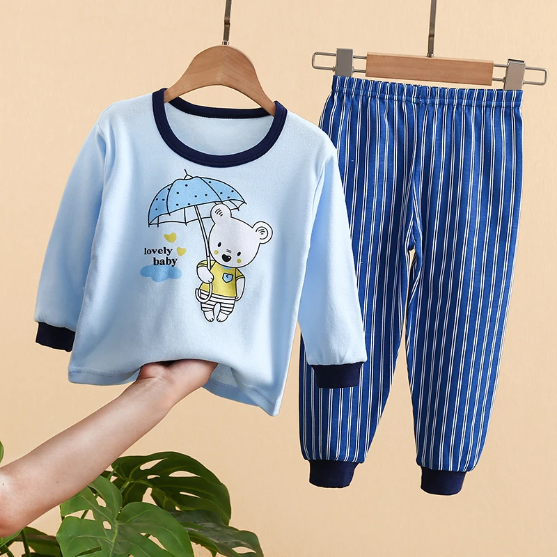 

Hot sale children clothes 100% cotton long sleeve 2pcs baby clothes set, As picture