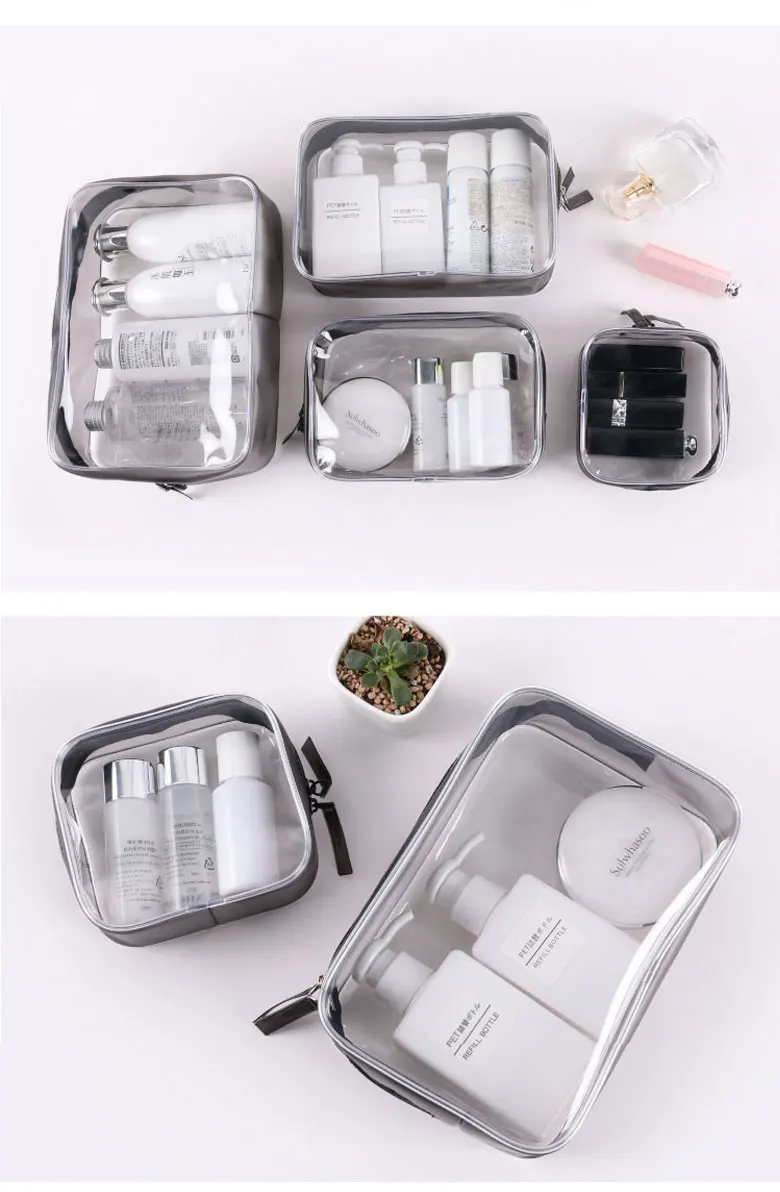 Wholesale Custom Travel PVC Gift Makeup Bag Elegant Women Small Cosmetic Bag Toiletry Bags Print