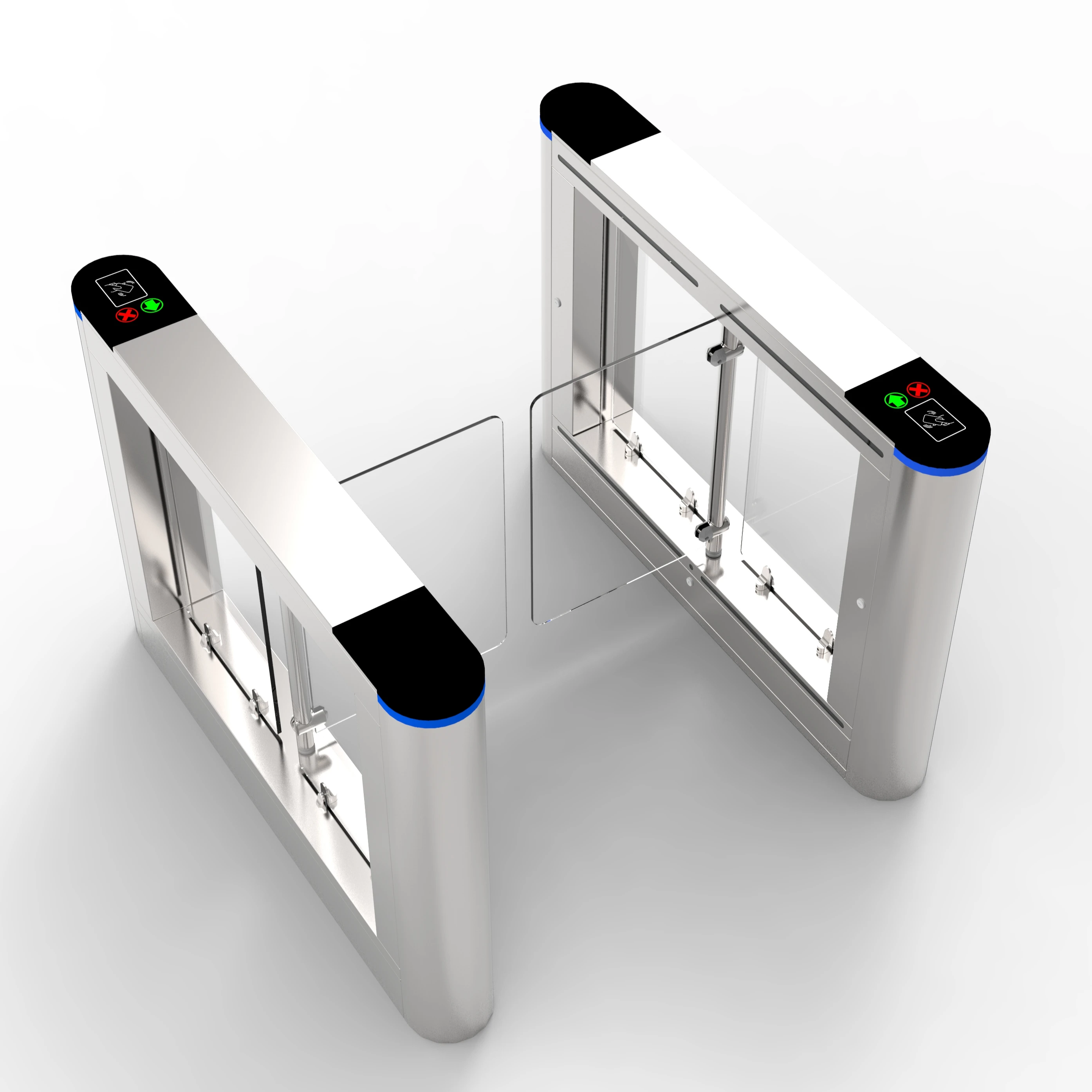 

Automatic Speed Gate Flap Barrier Turnstile Access Control System 24V 1.2mm SUS 304 Hailine 400#+filling Panel:8.0mm Acrylic