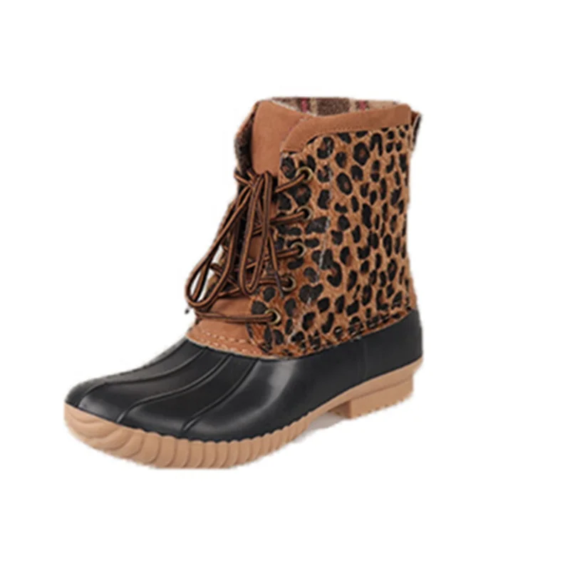 

Ladies Ankle Rain Duck Booties Wholesale Waterproof Women Monogrammed Rubber Leopard Short Duck Boots, As pics show