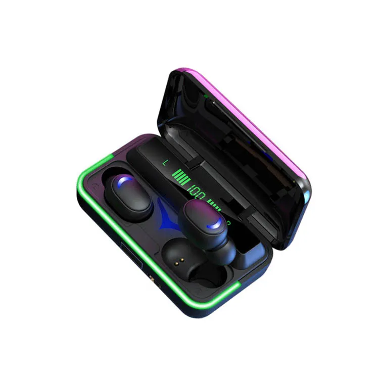 

V5.1 Wireless Earbuds Blutooth Headphones TWS Gaming Headset F9-10 In Ear Earphones w 1200mAh Charging Case Power Bank for Phone