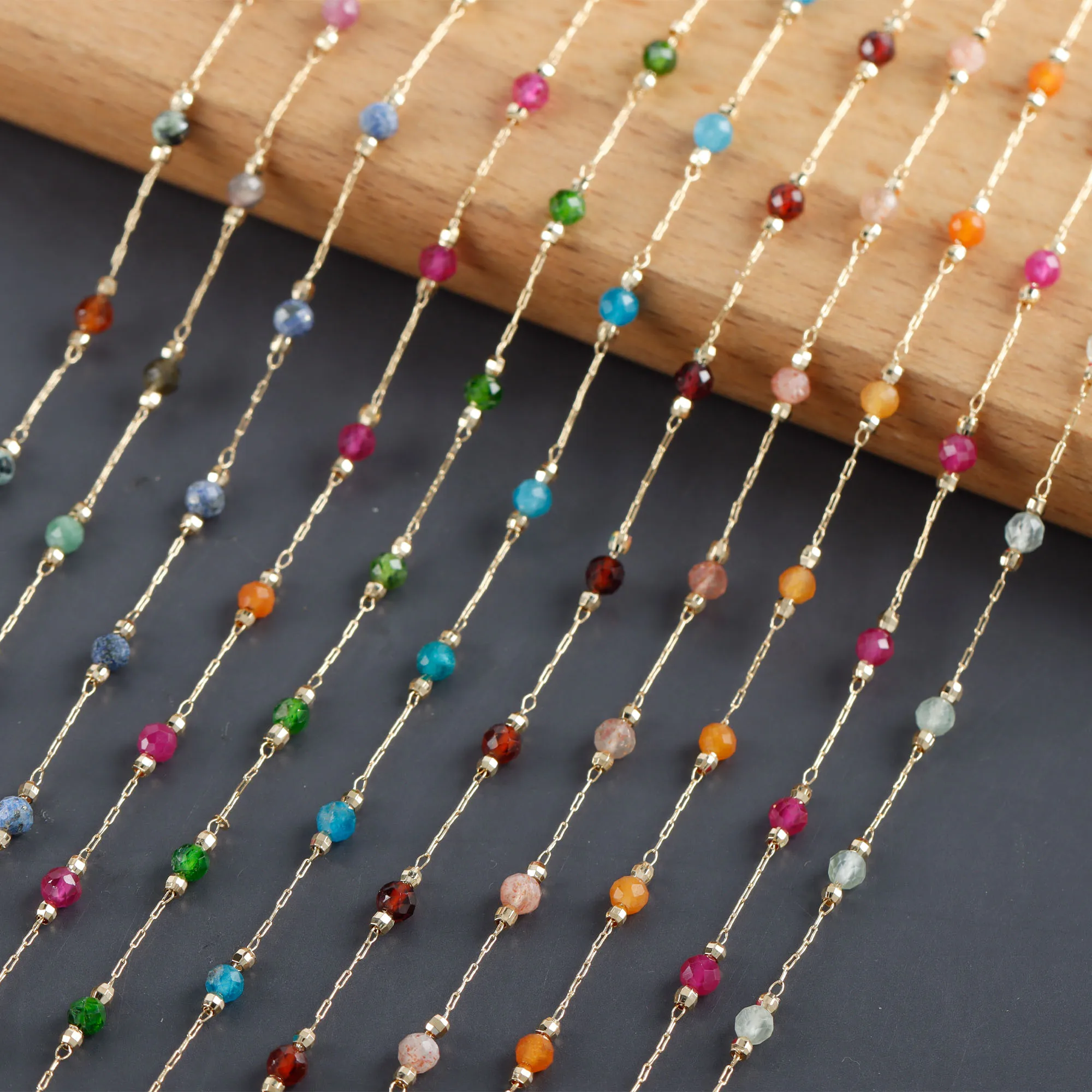 

Colorful Natural Stone Metal Chain Diy Necklace Bracelet For Women Jewelry Making C220, Picture shown