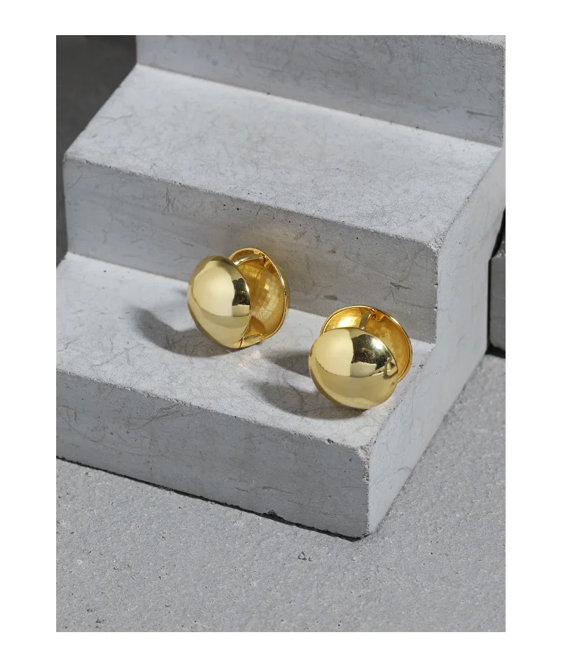 

VIANRLA 925 sterling silver statement 18k gold plated ball huggie earrings