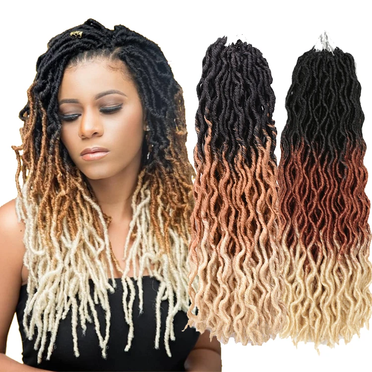 

Gypsy Locs synthetic braiding Hair Pre-Looped Goddess Faux Locs Wavy Twist Hair Locs Synthetic Braiding extension Gypsy hair, All colors