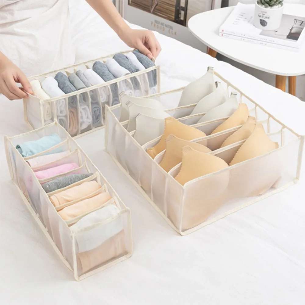 
wholesale closet organizer for socks home separated underwear storage box 7 grids bra organizer foldable drawer organizer 