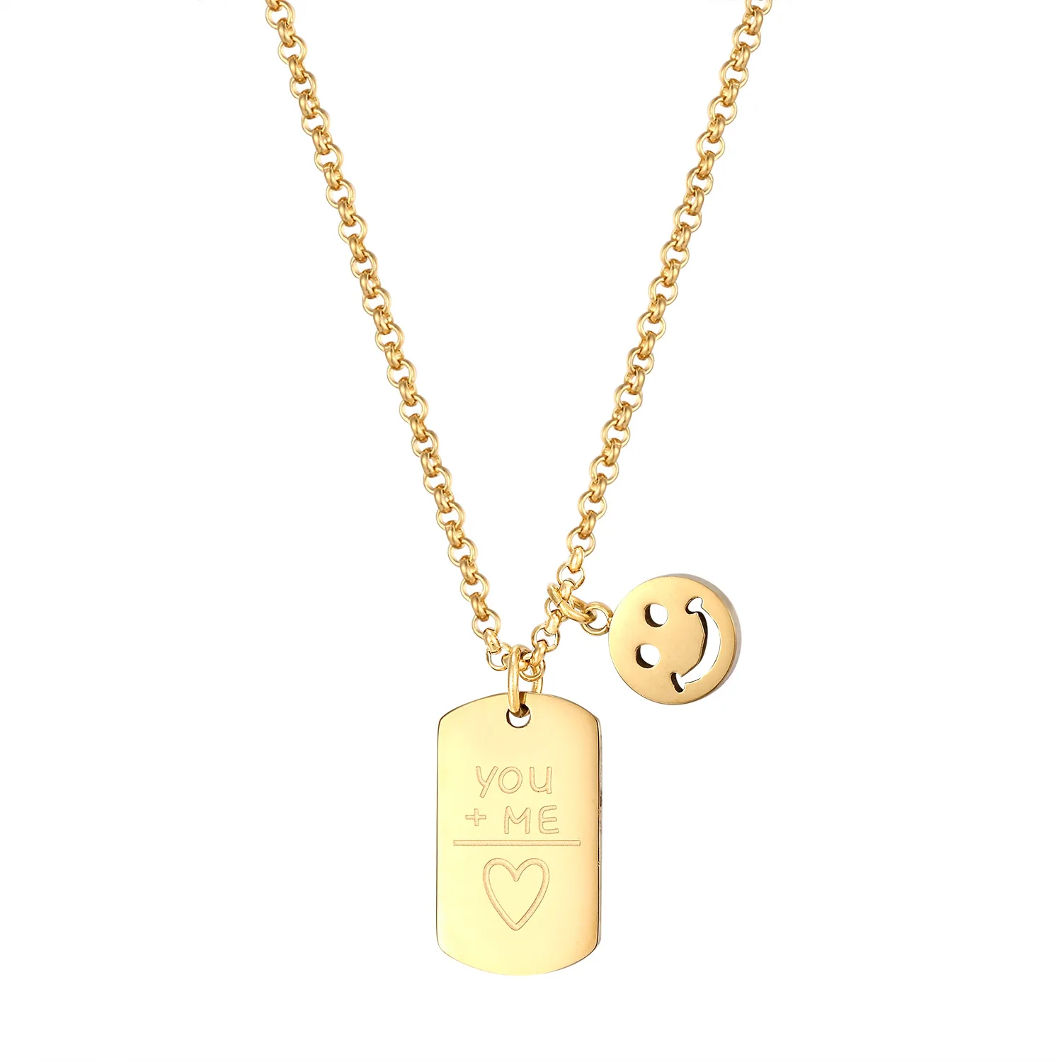 

18K Gold Plated Stainless Steel Smiley Happy Face Necklace