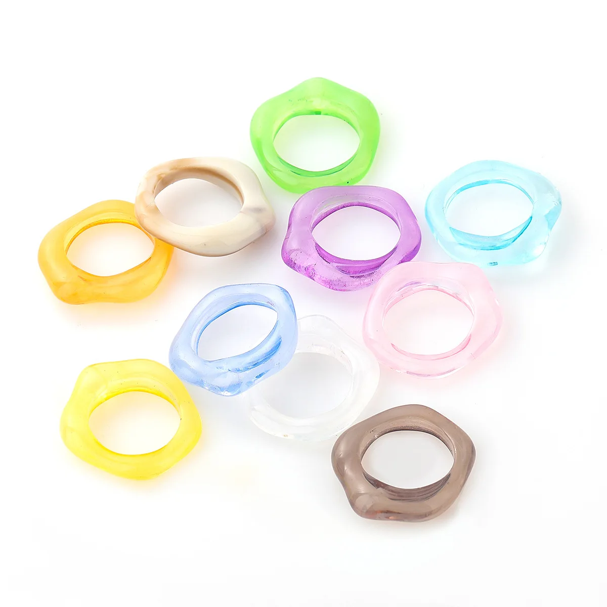 

Fine Quality Chunky Resin Rings Transparent Colourful Plastic Rings Elegant Rings, Picture