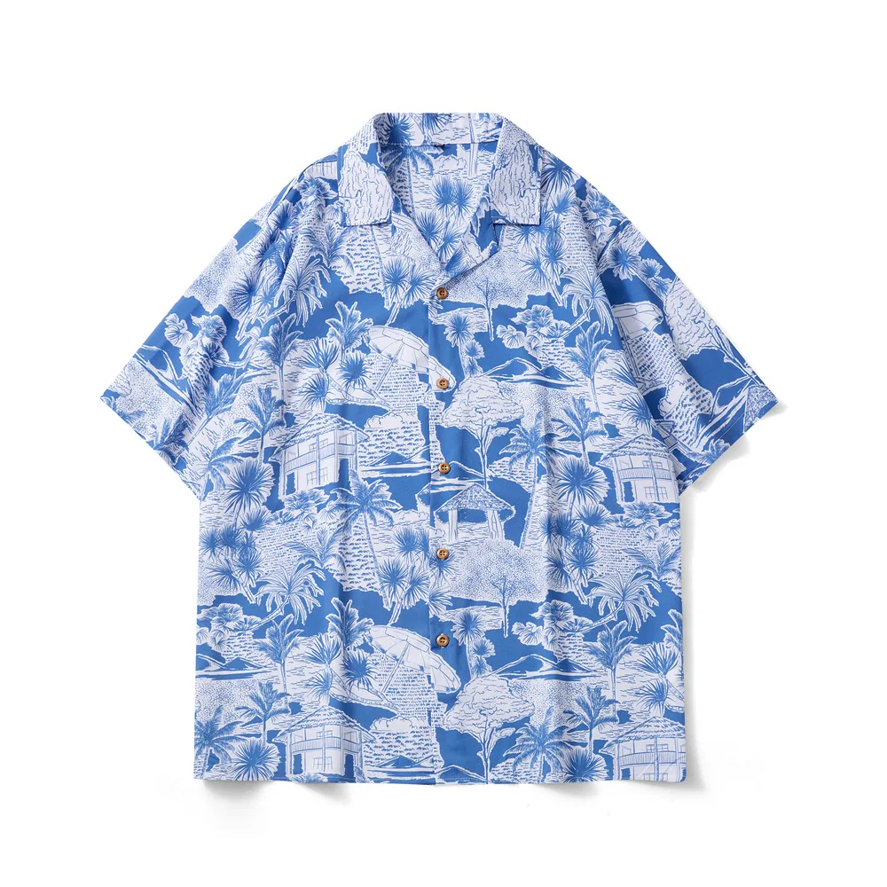 

2021 fashionable vintage men shirts flora printed hawaiian style breathable shirts for men casual plus size mens shirts, Blue,black