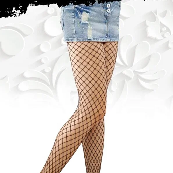 

Wholesale women sexy thin transparent mesh pantyhose fishnet Medium Grid Tights High Waist Stocking, Black fishnet grid pantyhose