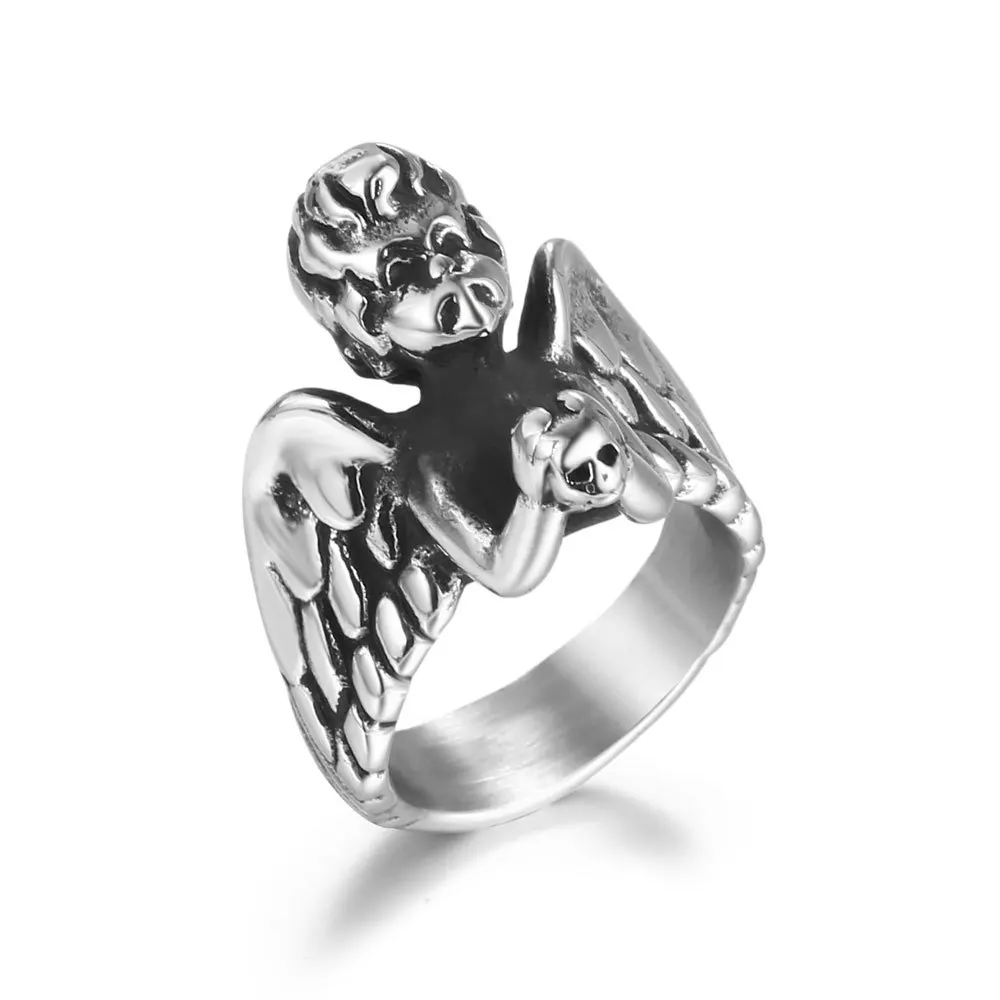 

supply Stainless steel angel men's personality casting ring