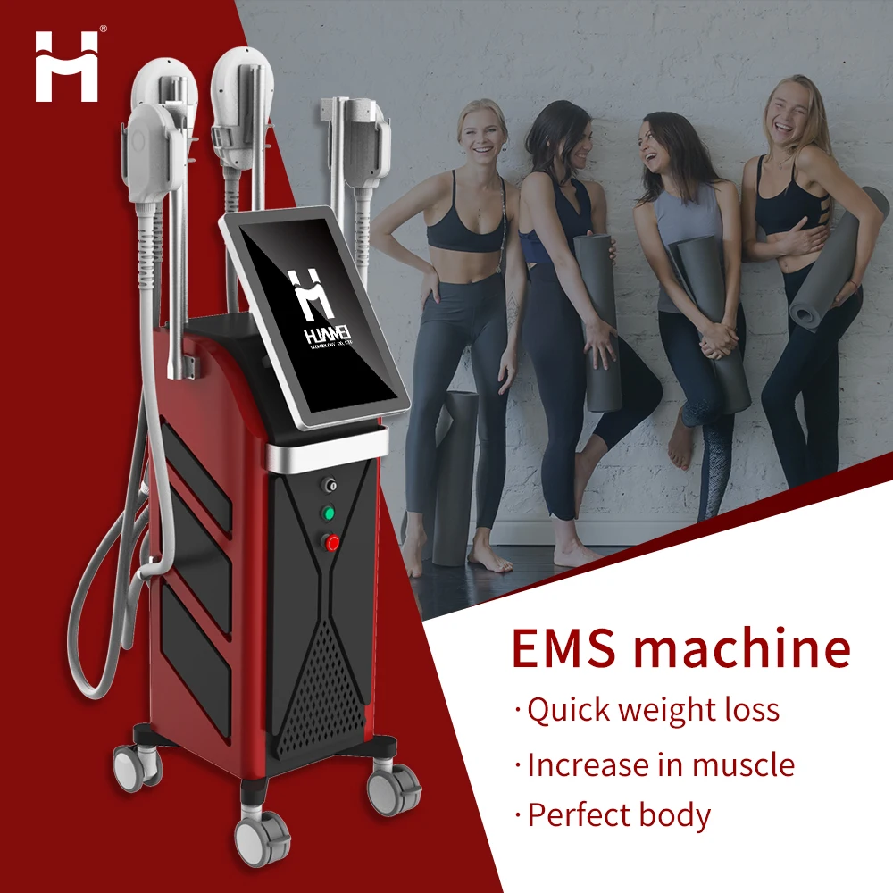 

Newest Huamei 4 Handles Ems RF Slimming Body Massage Sculpting Body Contouring Machine Weight Loss Muscle Building Machine