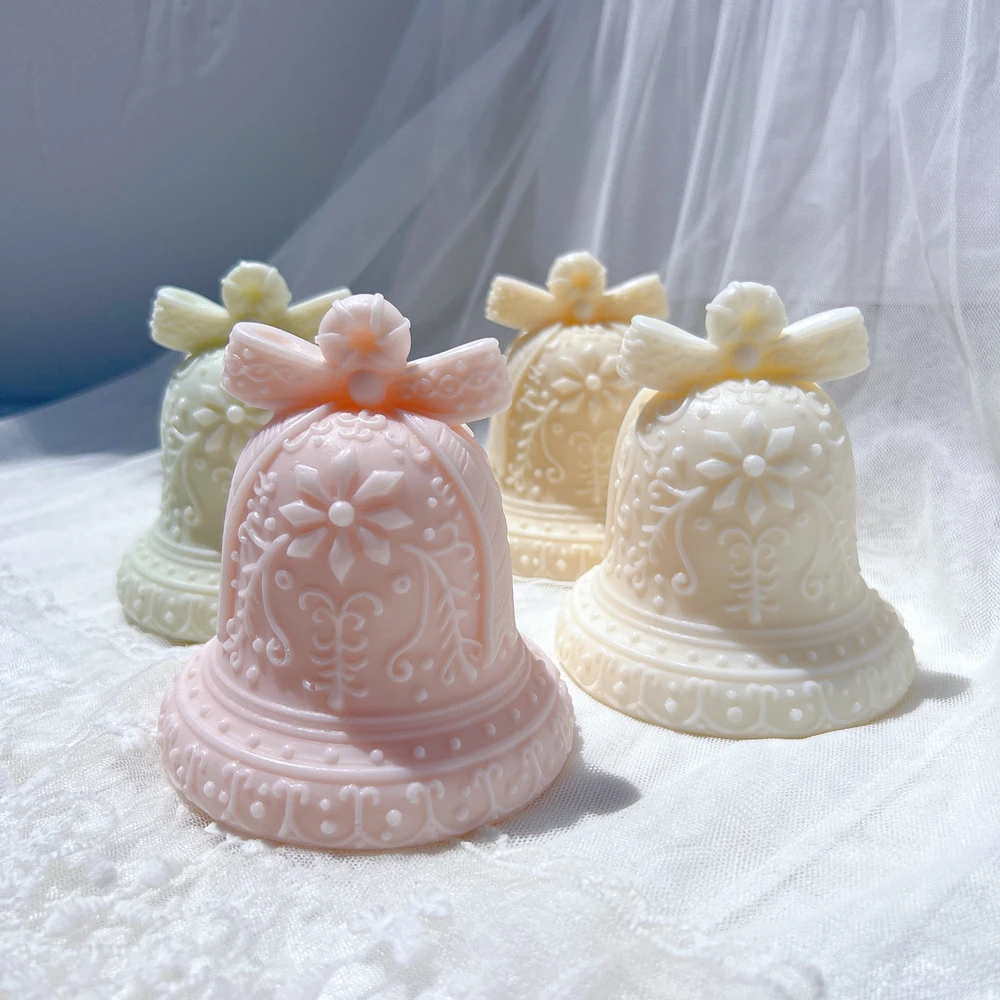 Christmas Gingerbread Bells Candle Mold Festive Bell Resin Silicone Mold Soy Wax Plaster Gypsum Silicone Mould Xmas Decor