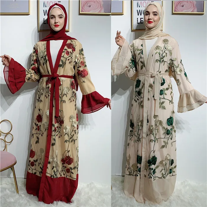 

2019 latest fashion muslim design wholesale price top quality full embroidery muslim casual abaya dubai, Black,gray,purple,navy