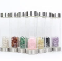 

Wholesale custom crystal gravel healing drink bottle glass water bottle