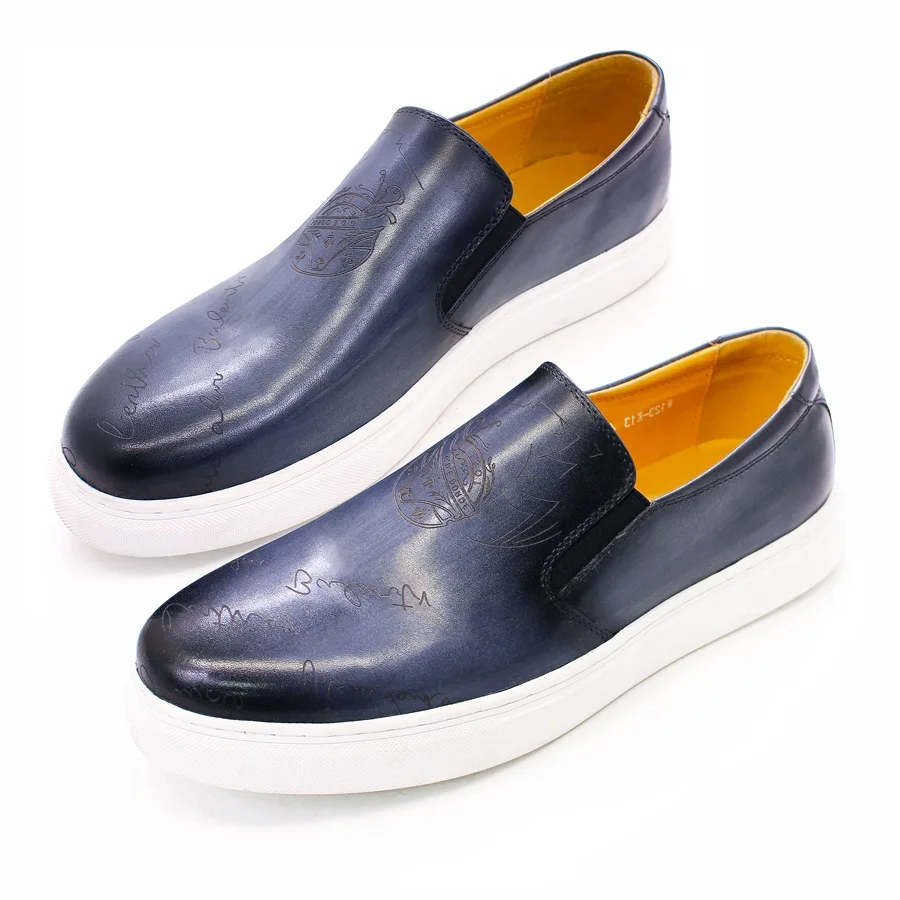 

2022 Trends Fashion Style Loafer Leather Shoes For Men Slip-On Comfortable Flat Bottom, Blue